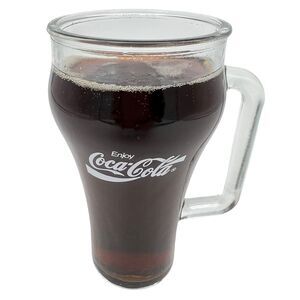Coca Cola Curvy Glass Handle Mug Coke Beverage 12 oz Retro Vintage Soda Pop